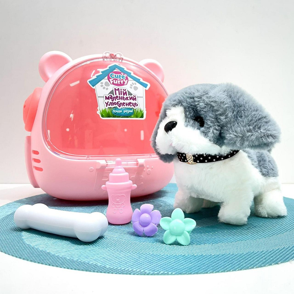 Собачка інтерактивна ходить гавкає ворушить хвостиком головою Біла із сірим (688-122A) Чернігів - фото 1