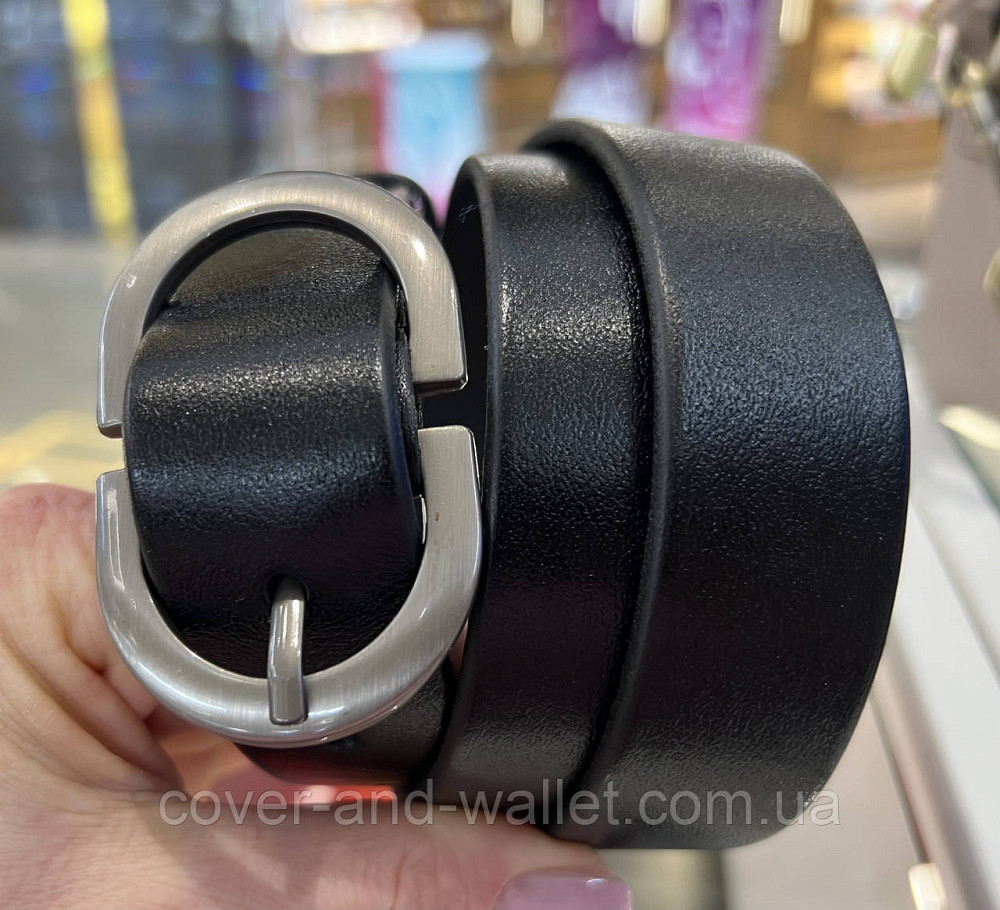 Стильный женский ремень черного цвета с округлой пряжкой 30 мм PS Leather Киев - изображение 3