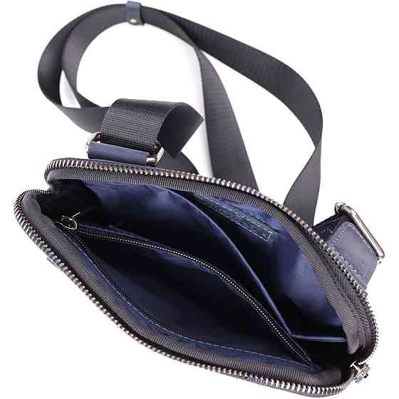 Сумка небольшого размера для мужчин на плечо из натуральной винтажной кожи Shvigel 23148 Синий Киев