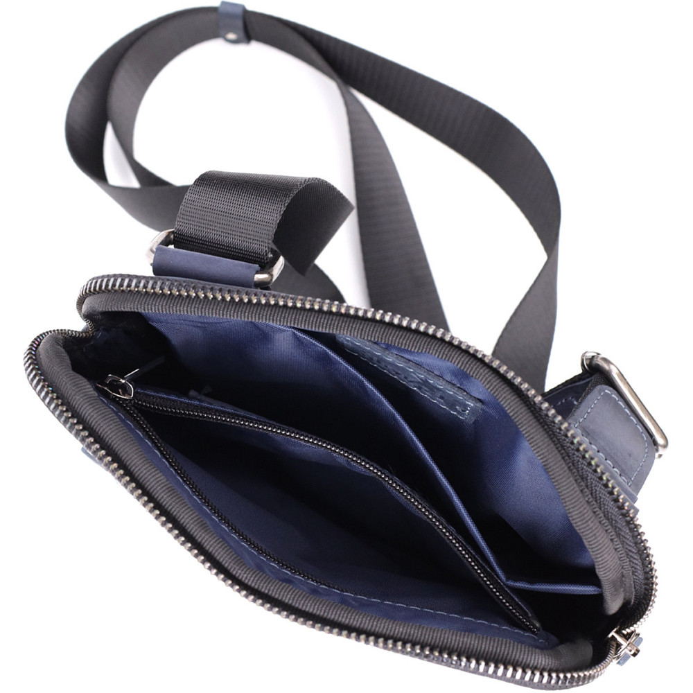 Сумка небольшого размера для мужчин на плечо из натуральной винтажной кожи Shvigel 23148 Синий Киев - изображение 5