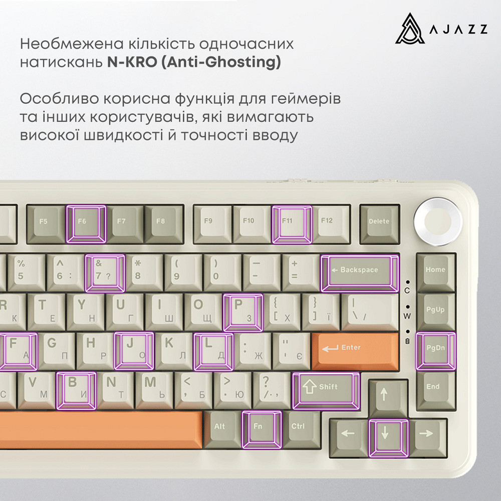 Клавіатура бездротова Ajazz AK820 Max Flying Fish Switch Retro Colour (AK820MAX-FF-R) ( 16758 ) Харьков - изображение 3