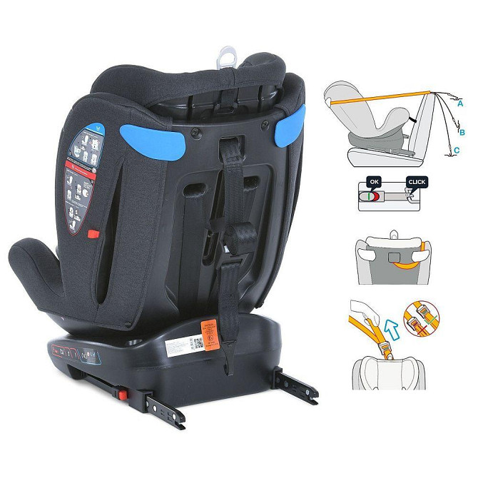 Автокрісло дитяче El Camino EVEREST Dark Gray 0-36кг 5-точкові ремені безпеки ISOFIX 360º Темно-сіре (ME 1114) Чернігів - фото 7