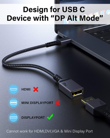Адаптер Maxonar USB C на DisplayPort 8K@60Hz DP1.4 4K@60Hz/144Hz/120Hz 5K@60Hz 2K@240Hz Адаптер Thunderbolt 3 на DisplayPort HBR3 Київ
