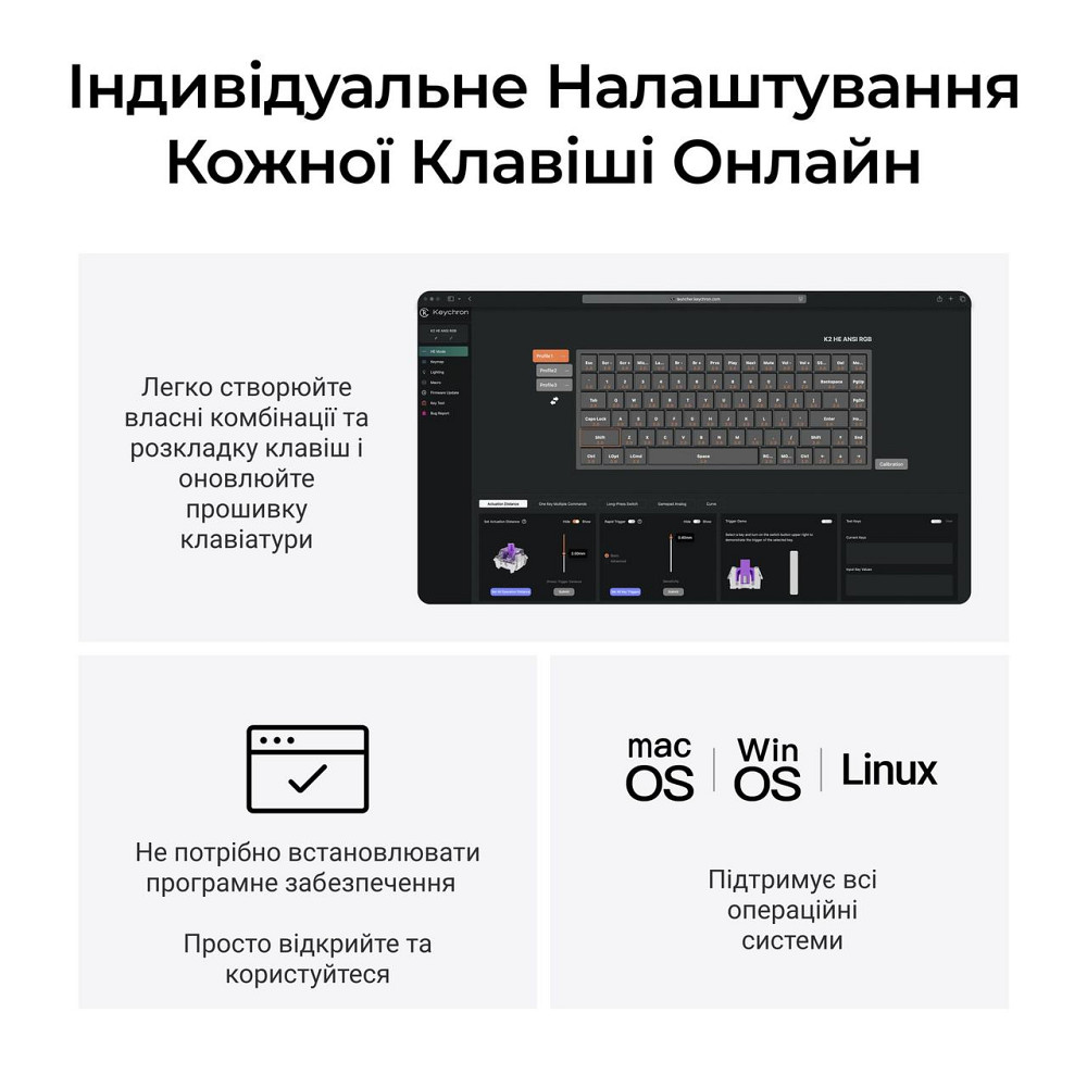 Клавіатура бездротова Keychron K2 HE Magnetic Switch Black RGB (K2H-F1-UA) ( 27398 ) Харьков - изображение 11