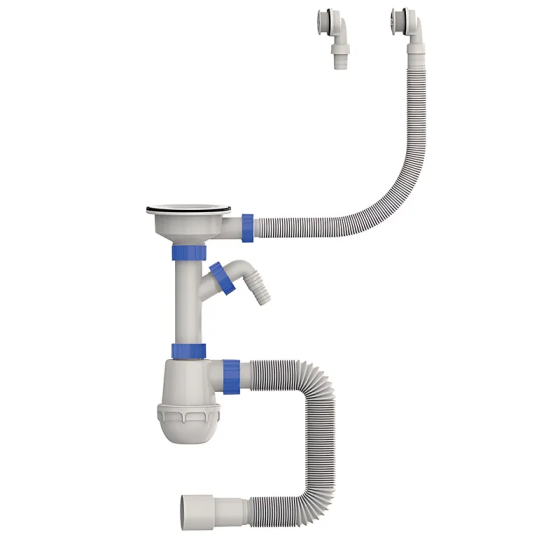 Сифон для кухні Mixxus SK-06-WH 3 1/2"x40 з пластиковою сіткою, відведенням для пральної машини ( 13240 ) Харків
