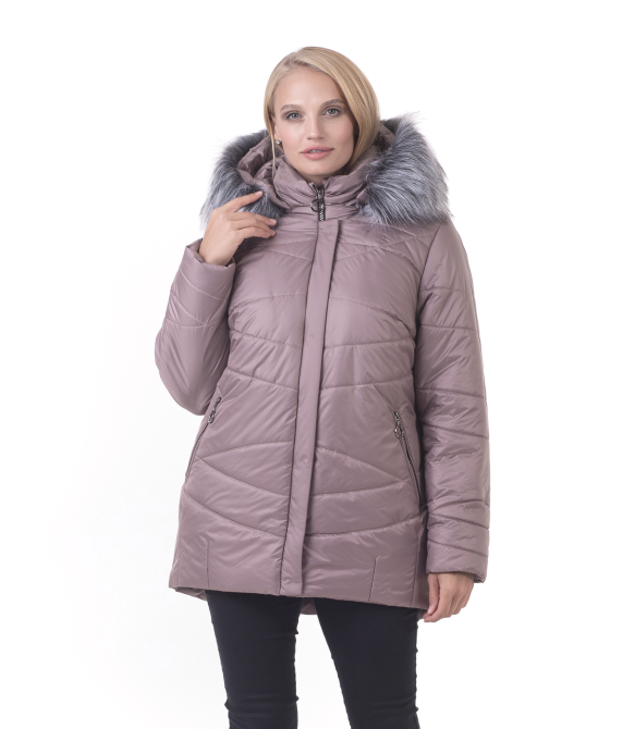 Короткий жіночий пуховик з хутром на капюшоні Київ - фото 1