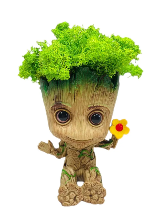Горщик Грут Groot G8 Малюк з квіткою + стабілізований мох (Зелений) Вінниця - фото 6