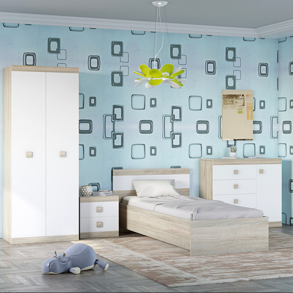 Спальня Дитяча Еверест Соната Комплект 7 (модульна - 4 елементи) дуб сонома + білий (DTM-2591) Дніпро - фото 1