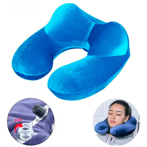 Надувна подушка дорожня U-подібна з підголовником, оксамит Вінниця - фото 1