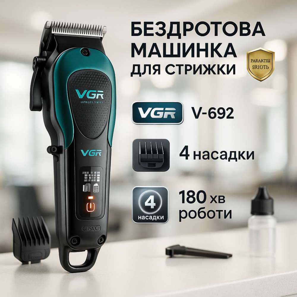 Аккумуляторная машинка для стрижки VGR V-692 GREEN CP-83 Львов - изображение 16