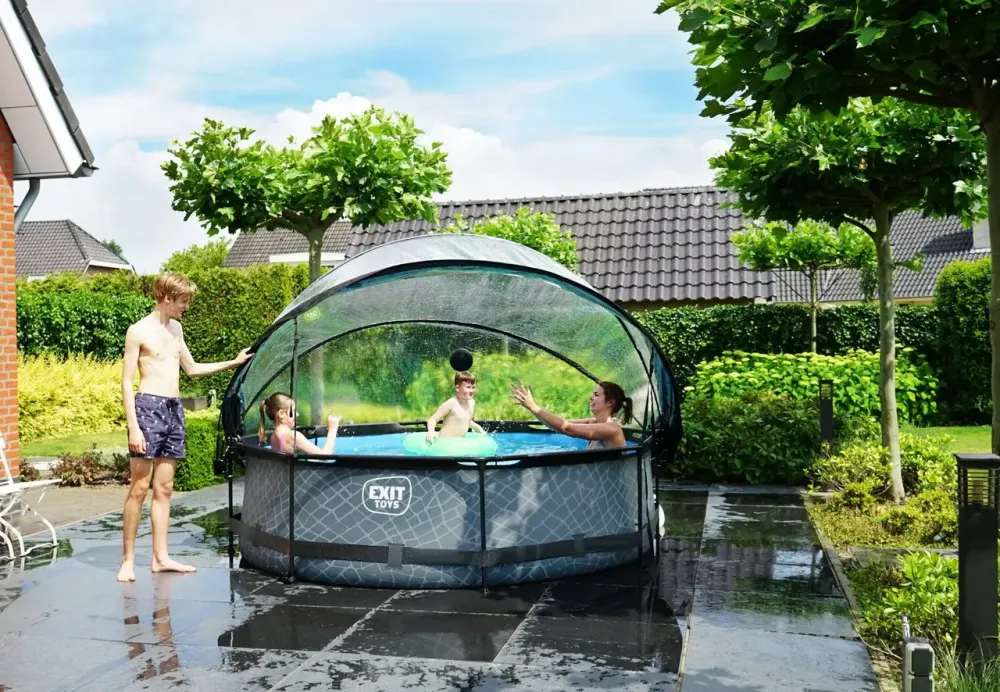 Бассейн EXIT круглый с куполом 360 х 76 см в цвете Stone Київ - фото 8