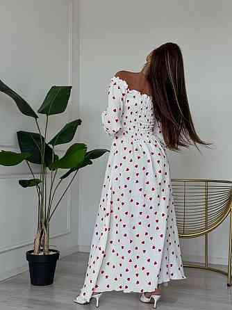 Женское романтичное легкое макси платье с сердцем муслин 100% хлопок Одесса