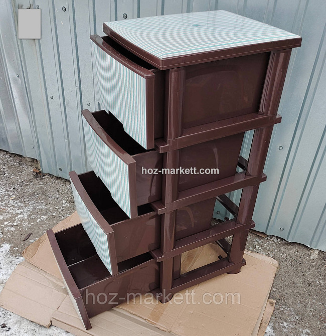 Комод пластиковий коричневий із бірюзовими смужками Харків - фото 9