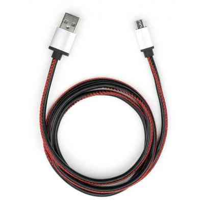 Дата кабель USB 2.0 AM to Micro 5P 1m pu leather black Vinga (VCPDCMLS1BK) Винница