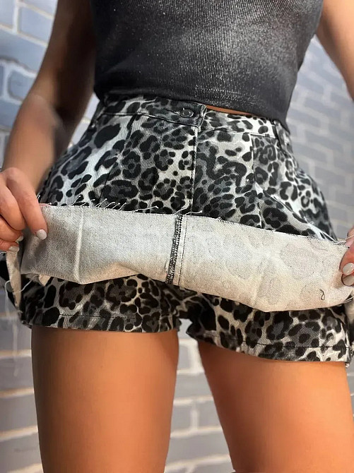 Шорты-юбка женские It’s Basic 287-38 джинсовые с леопардовым принтом короткие черные, черный, 36 Киев - изображение 18