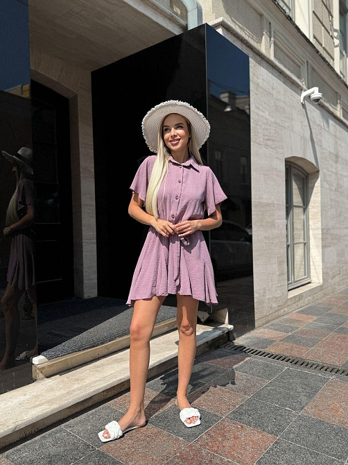 Женский легкий романтический комбинезон американский креп жатка Фрезовый, 50/52 Одесса - изображение 4