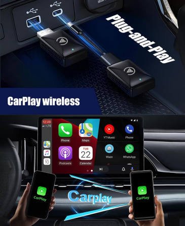 Бездротовий адаптер Robofun Carplay, Bluetooth 5.4, Бездротовий автомобільний Carplay, Без затримки, Стабільне з'єднання Київ