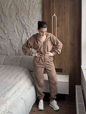 Женский теплый повседневный комбинезон с капюшоном турецкий флис Мокко, 42/44 Одесса