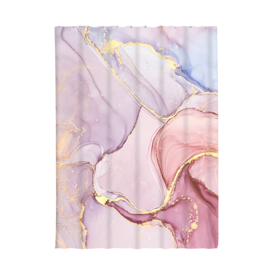 Шторка для душу та ванної кімнати з водовідштовхувальним покриттям, колір рожевий 3D-принт Кам'янець-Подільський