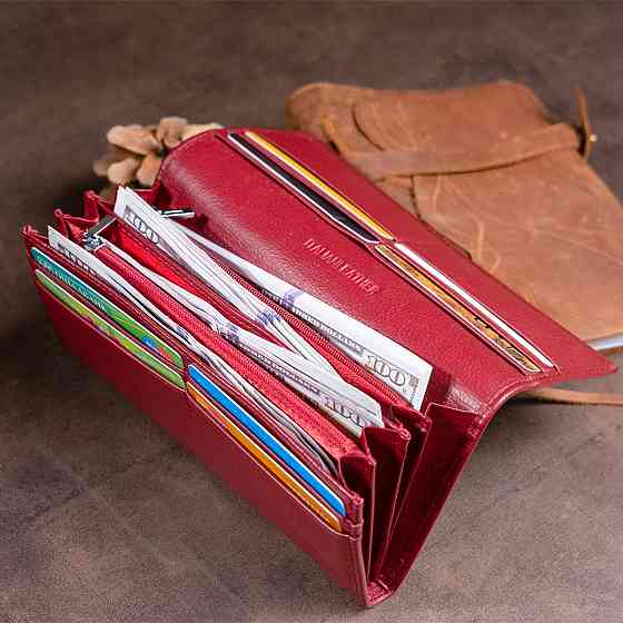 Гаманець на магнітах з клапаном жіночий ST Leather 19244 Бордовий Київ