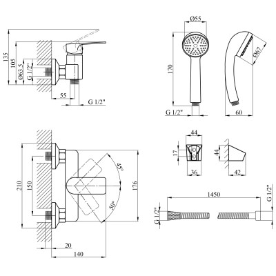 Душовий гарнітур Agua Merida-C050 (CV035428) Вінниця - фото 6