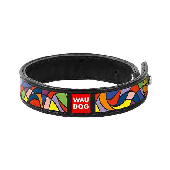 Браслет WAUDOG Design з малюнком "Вітраж", преміум шкіра (ширина 15 мм, довжина 21-23 см) чорни Коломия