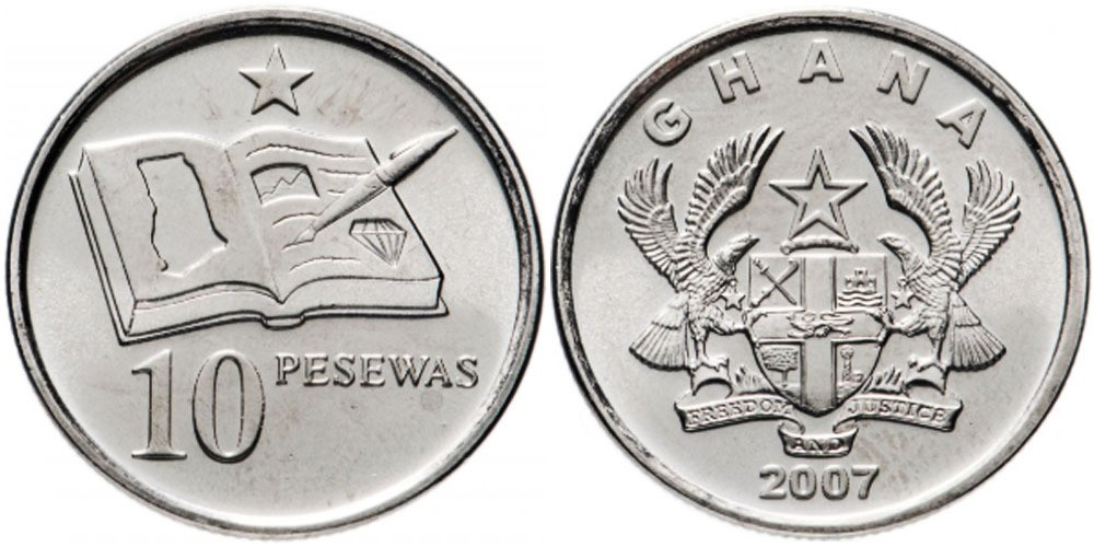 Ghana Гана 10 Pesewa 2007 UNC Полтава - изображение 1