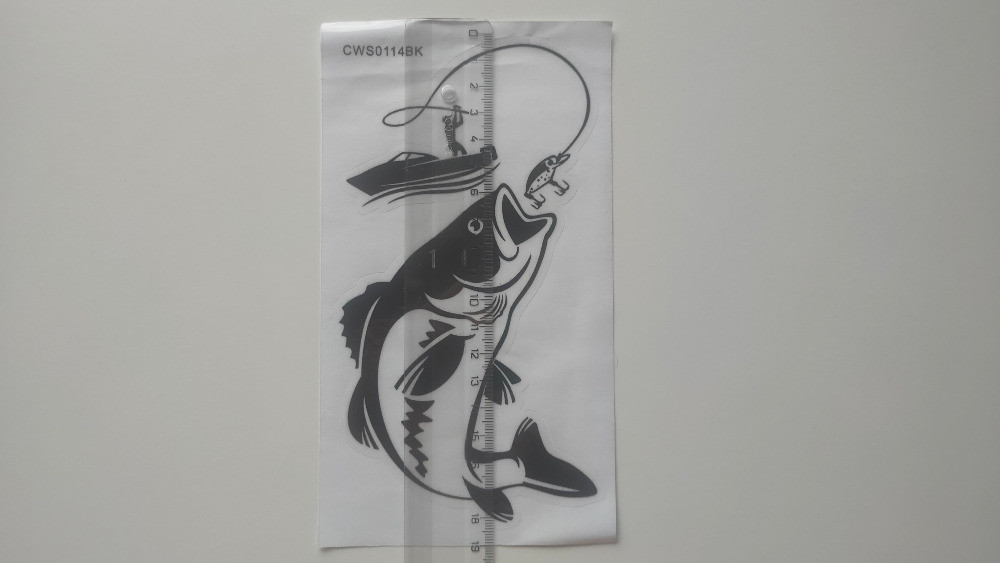 Наклейка на авто Рибак з великою рибою Чорна Київ - фото 5