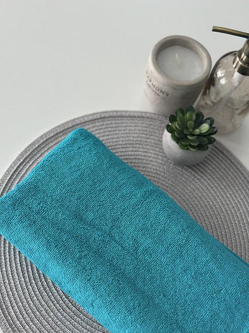 Комплект полотенец однотонных Ideal Textile 50х90см + 70х140см 400 г/м2 (56860932) Бірюзовий Черновцы - изображение 7