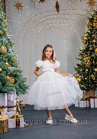 Святкова пишна біла сукня для дівчинки з глітером Кривий Ріг