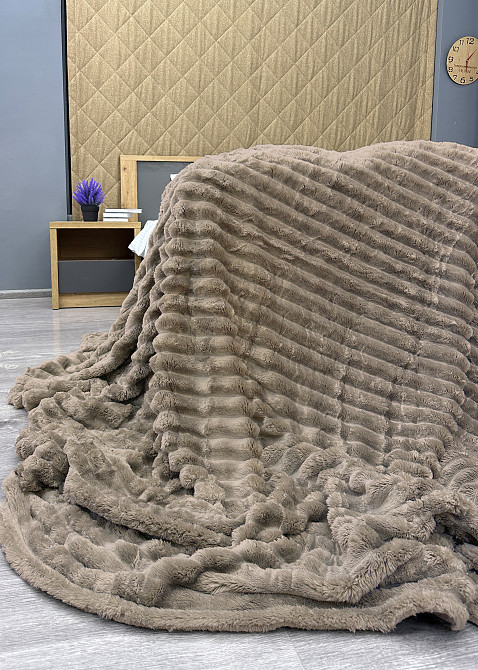 Плед-покривало смужка Шарпей 210х220 см (+-10см) Мокко (87-202) Київ - фото 7