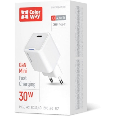 Зарядний пристрій ColorWay GaN Mini 30W PD Port PPS USB-C white (CW-CHS054PD-WT) Вінниця - фото 12