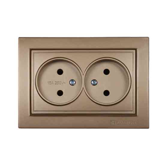 Розетка подвійна без заземлення 16А, Enzo  розкішне золото Дніпро