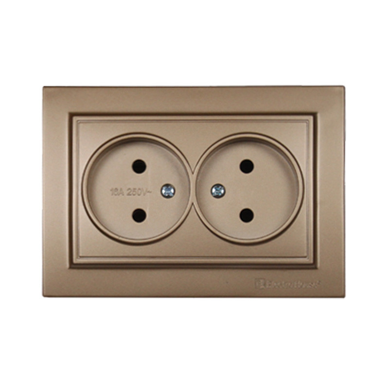 Розетка двойная без заземления 16А, Enzo роскошное золото Днепр - изображение 1