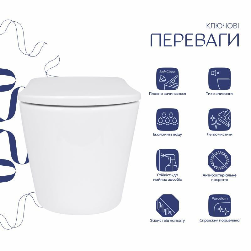 Унитаз подвесной Qtap Scorpio ML Ultra Quiet 490×365×325 мм, с сиденьем Soft-close MagLock, White QTSCOML26W49622 Киев - изображение 3