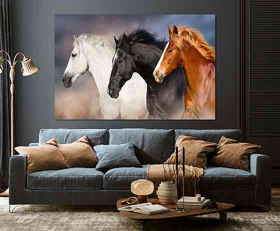 Картина полотно у вітальню / спальню  Три Коня  MLP_368 ( 60х30см ) 60x100 см Київ