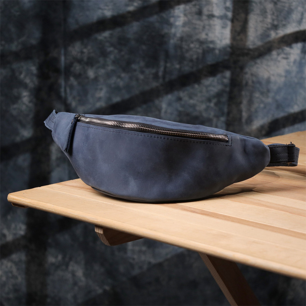 Мужская бананка отменного качества из винтажной натуральной кожи Shvigel 23141 Синий Киев - изображение 10