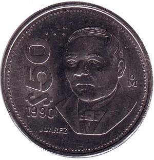 Беніто Хуарес. Монета 50 песо. 1990 рік, Мексика.(БД) Полтава - фото 1