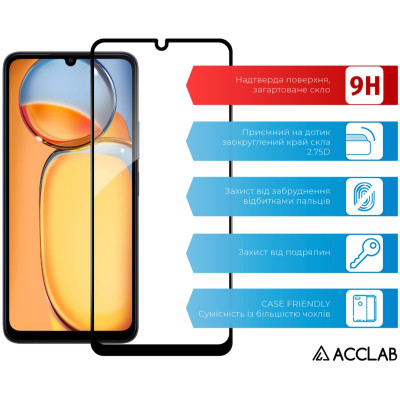 Стекло защитное ACCLAB Full Glue Xiaomi Redmi 13C Black (1283126583209) Винница - изображение 3