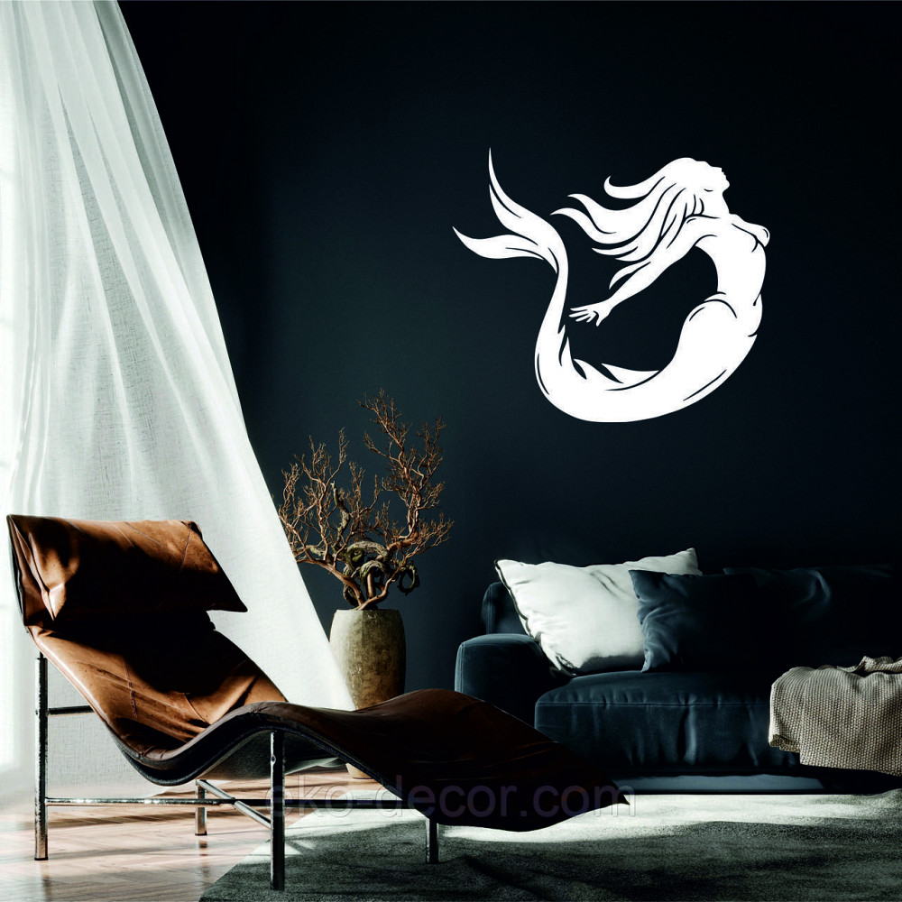 Декоративное настенное 3D Панно «Русалочка» Декор на стену с объемом 50*43 см, Белый Киев - изображение 1