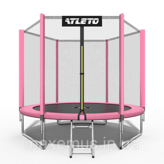 Детский батут с защитной сеткой и лестницей Atleto 183 см (6 ft) до 50 кг розовый Мостиска - изображение 9