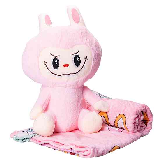 М'яка іграшка-плед, подушка 3 в 1 Лабубу 50 см Рожевий ТМ COLORFUL HOME LAB2P Київ
