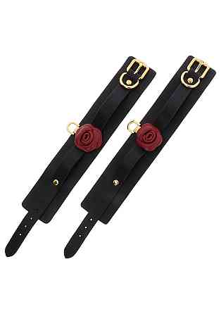 Поножі на щиколотку чорні Taboom Wild Roses Ankle Cuffs з декоративними червоними трояндами Sex Aura Київ