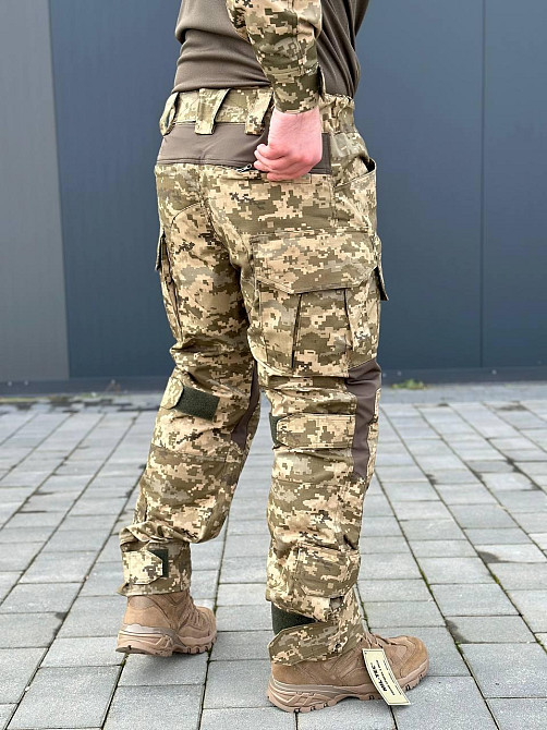 Чоловічі літні армійські посилені штани штурмові піксель ,тактичні шатни ріп стоп з наколінниками і липучками під коліно Львів - фото 8