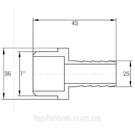 Штуцер никелированный 1″НР х 25мм штампованный А2070А(нк) VA Черновцы
