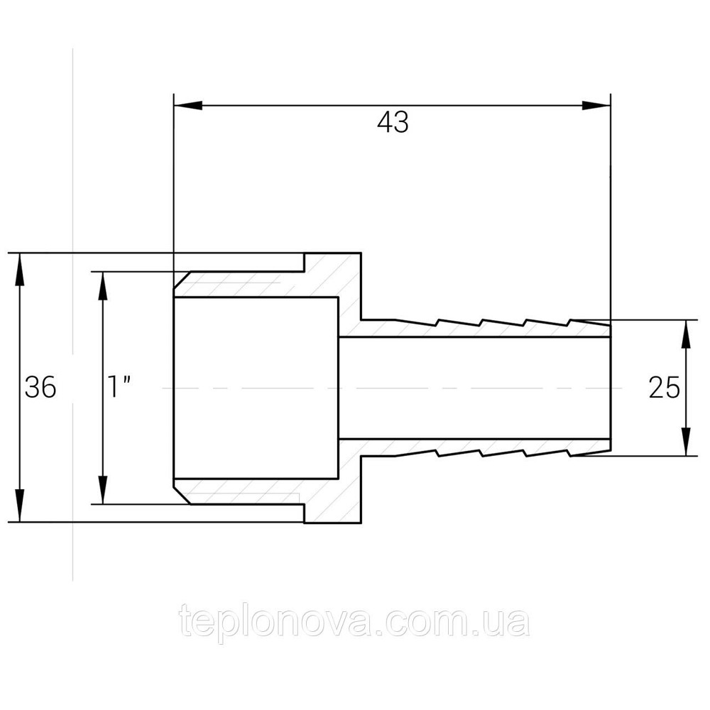 Штуцер нікельований 1| НР х 25 мм штампований А2070А (нк) VA Чернівці - фото 4