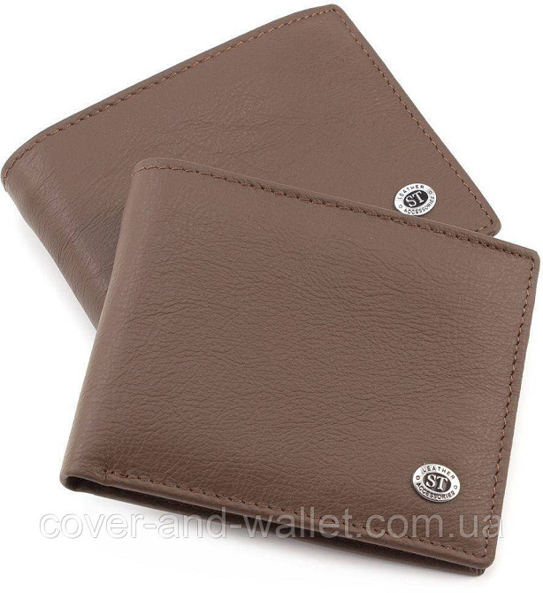 Коричневый мужской кошелек из натуральной кожи на магнитах ST 1 Киев - изображение 4