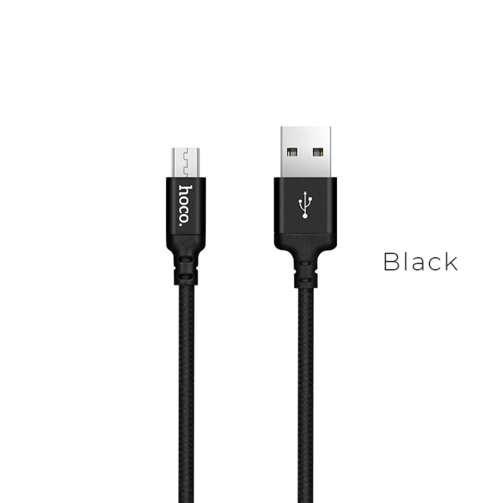 Кабель HOCO X14 USB to Micro 2A, 2m, nylon, aluminum connectors, Black Киев - изображение 1