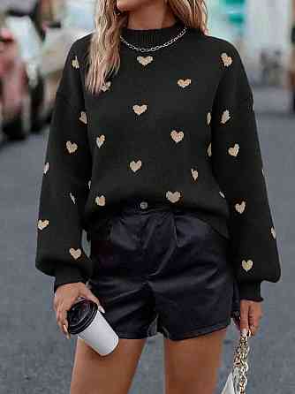 Жіночий стильний повсякденний светр з серцями Акрил/ вовна Одеса