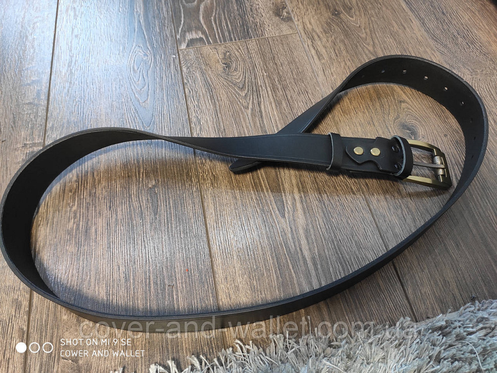 Чорний шкіряний чоловічий ремінь під джинси Shvigel Київ - фото 4